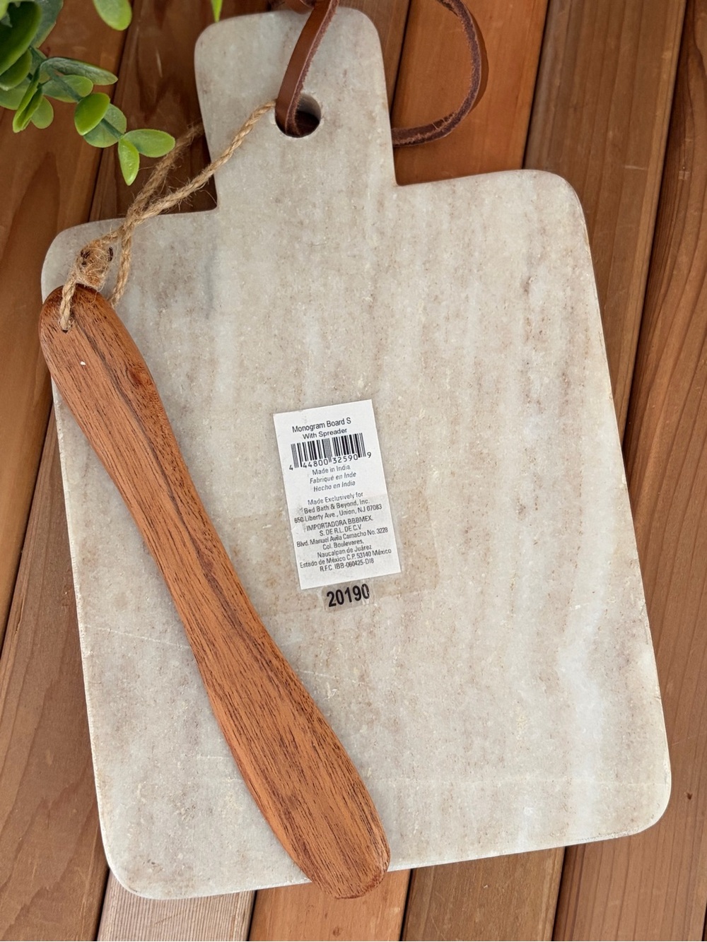 Monogram S Marble Board w/Acacia WoodSpreader, Bed Bath & Beyond Charcuterie - Picture 6 of 7